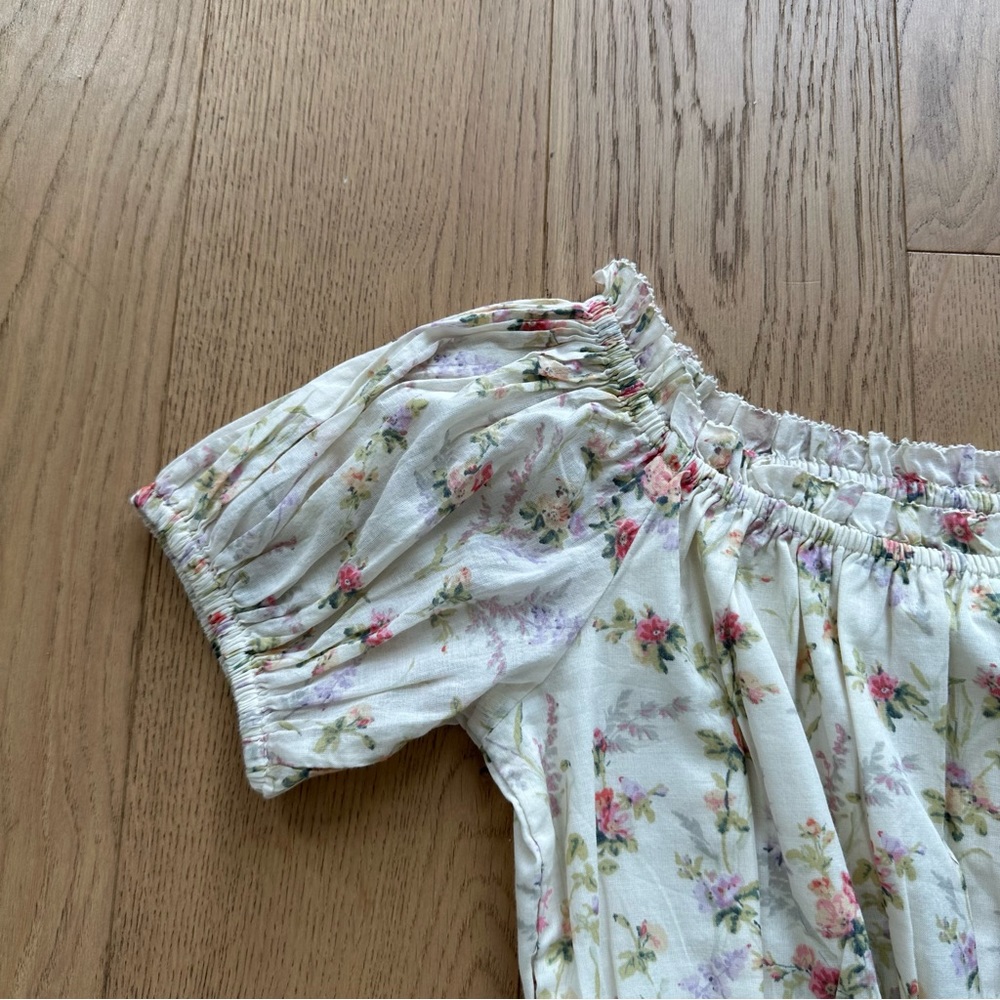 Polo Ralph Lauren Floral Cotton Cropped Top in Watercolor Landscape - Picture 10 of 13